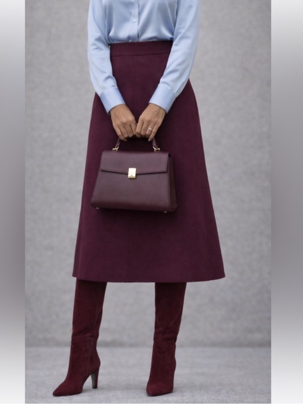 Banana Republic Factory Plum A-Line Midi Skirt